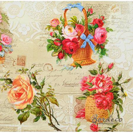 Serwetka do decoupage MAKI kwiaty vintage 33x33cm